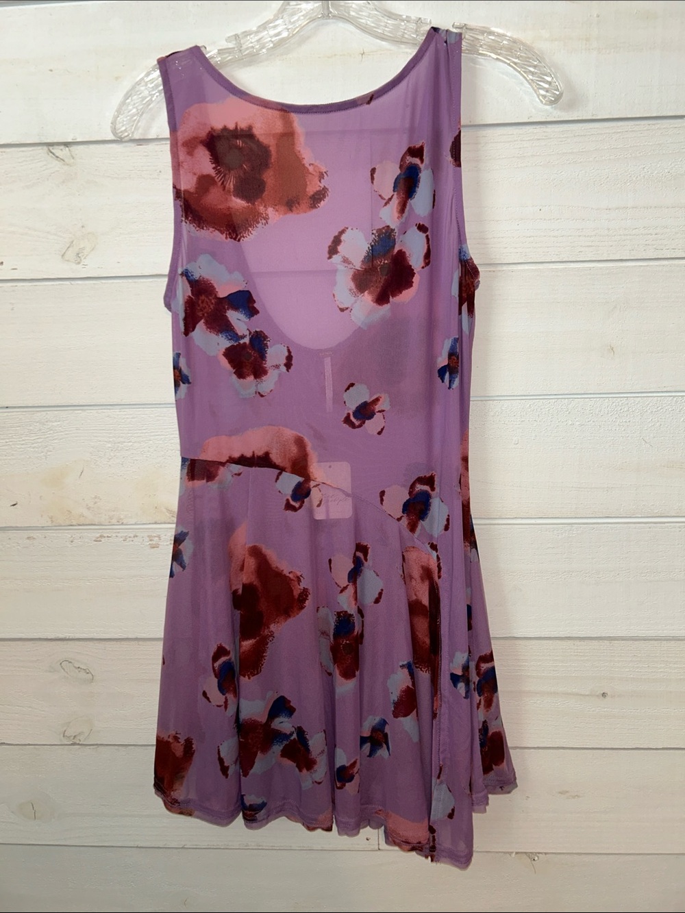 Free People Purple Floral Print Mini Dress with Rust and Blue Details